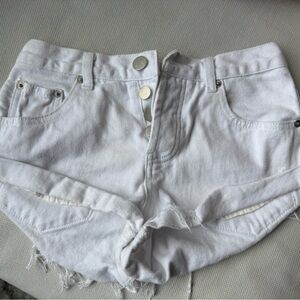 Superdown White High-Rise Denim Shorts